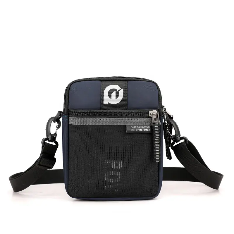 Men's Black Crossbody Shoulder Bag with Zip - Image 3