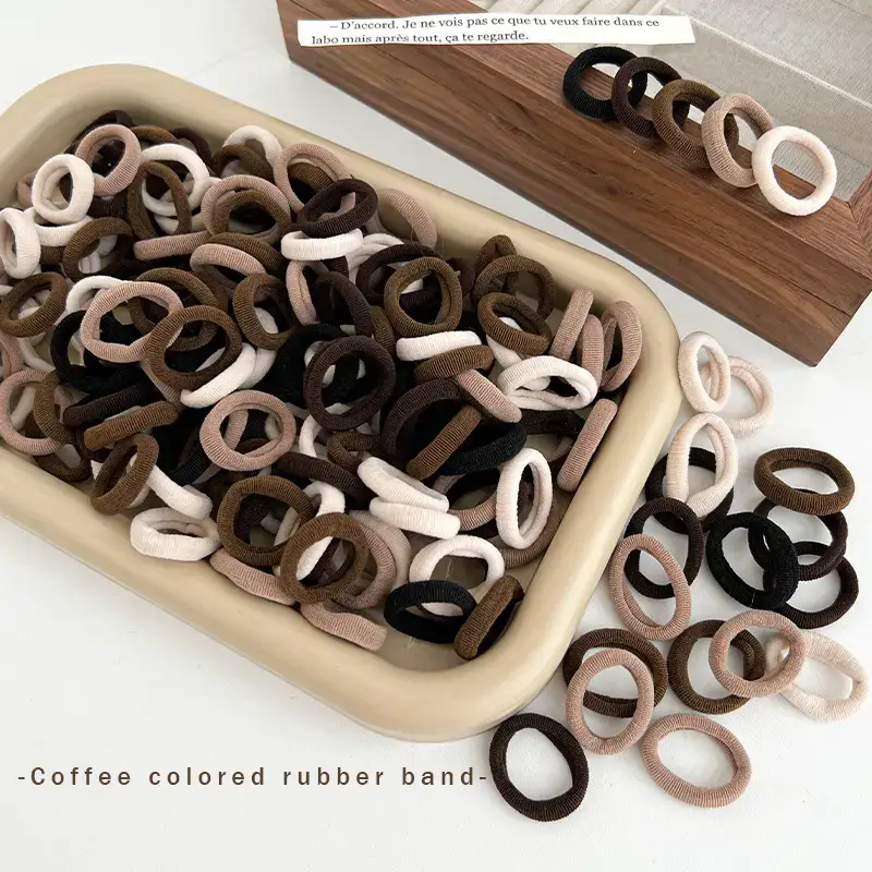 Coffee Color Rubber Thumb Bands for Girls Hair Accessories - Image 5