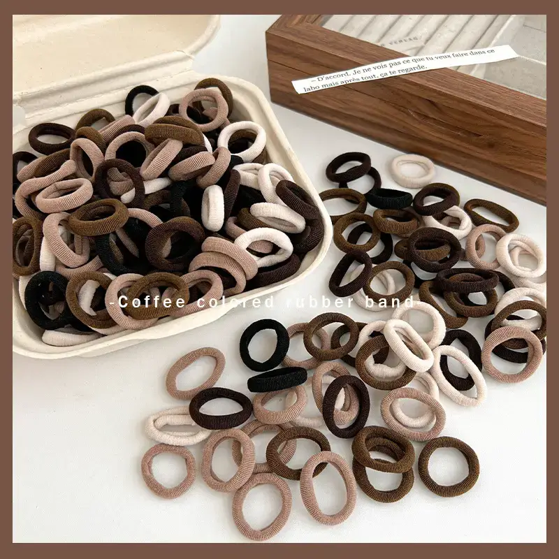 Coffee Color Rubber Thumb Bands for Girls Hair Accessories - Image 6