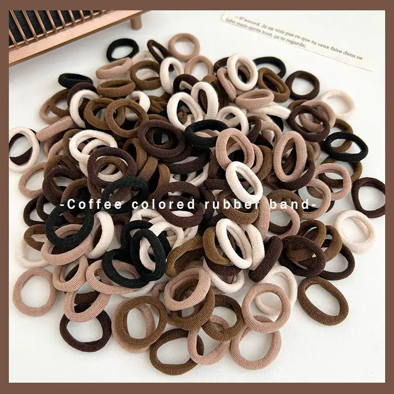 Coffee Color Rubber Thumb Bands for Girls Hair Accessories - Image 7