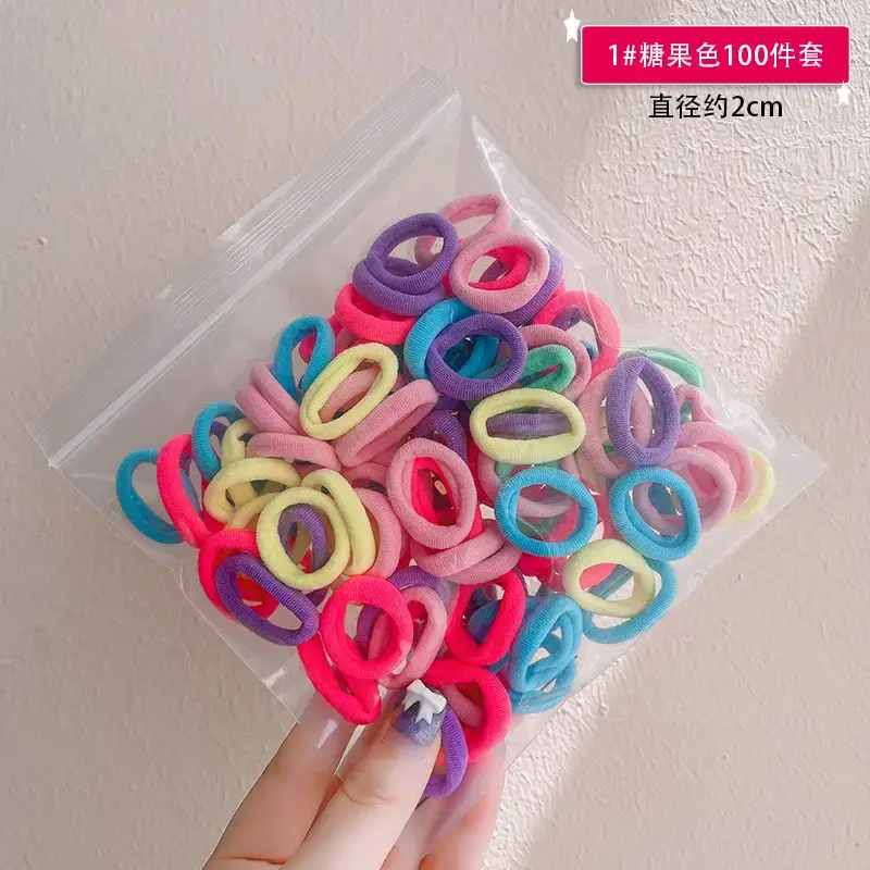 Coffee Color Rubber Thumb Bands for Girls Hair Accessories - Image 2