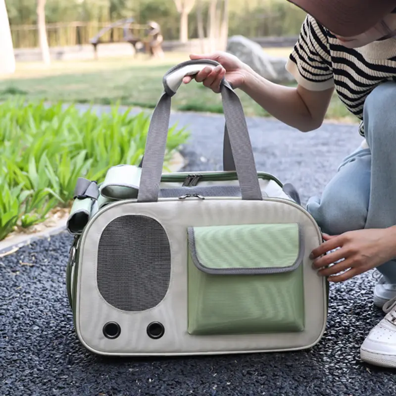 Pet Cat Bag Foldable Adjustable Shoulder Bag Yellow White - Image 25