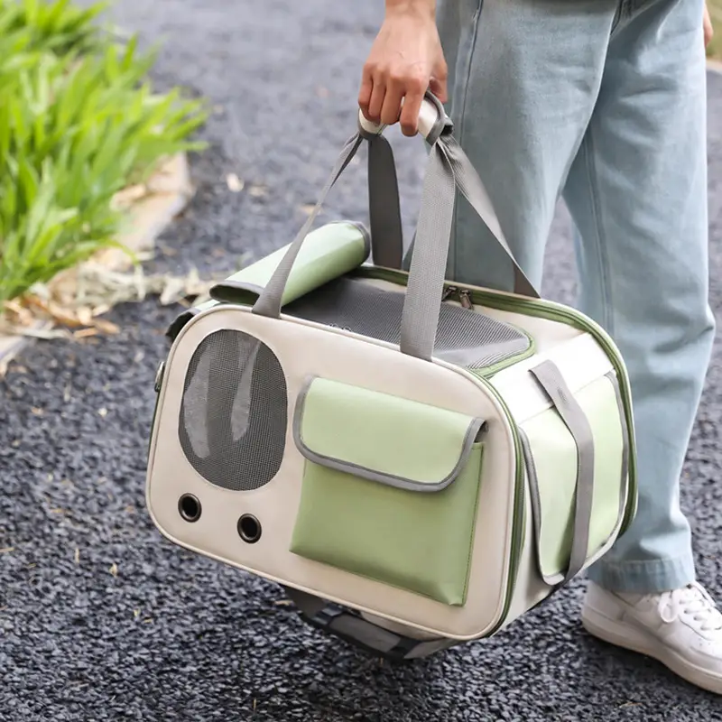 Pet Cat Bag Foldable Adjustable Shoulder Bag Yellow White - Image 27