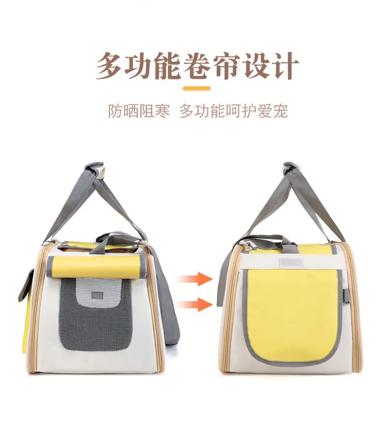 Pet Cat Bag Foldable Adjustable Shoulder Bag Yellow White — feature 11