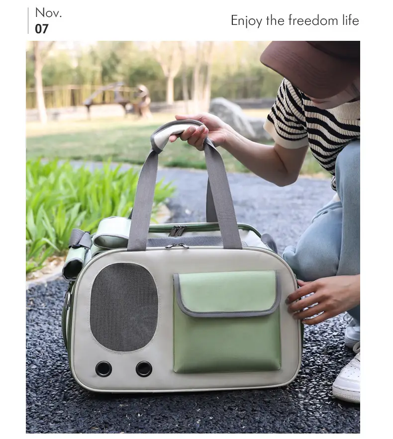 Pet Cat Bag Foldable Adjustable Shoulder Bag Yellow White — feature 17