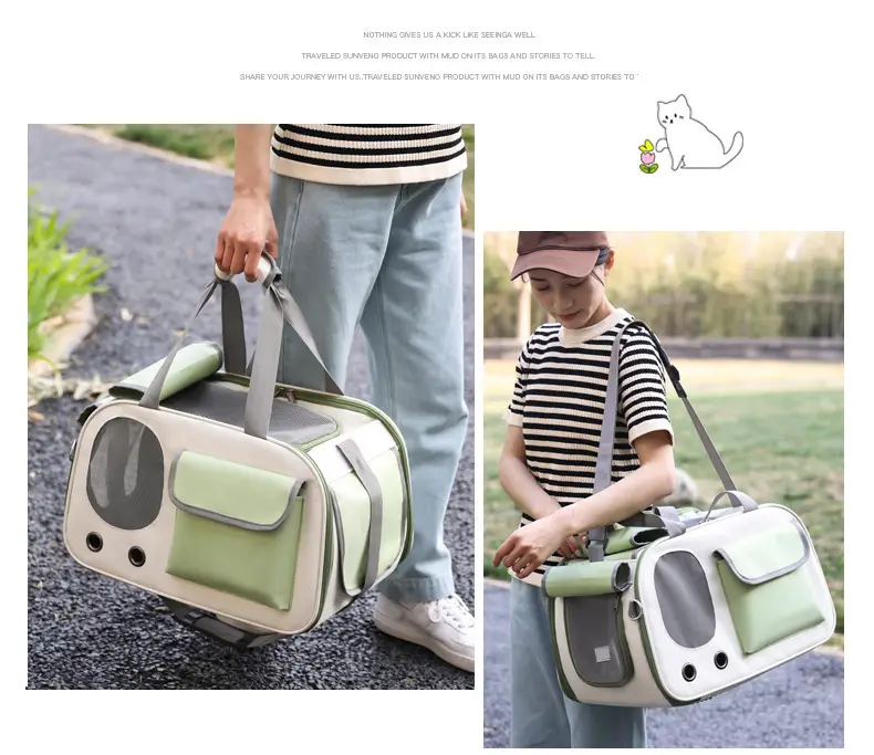 Pet Cat Bag Foldable Adjustable Shoulder Bag Yellow White — feature 18