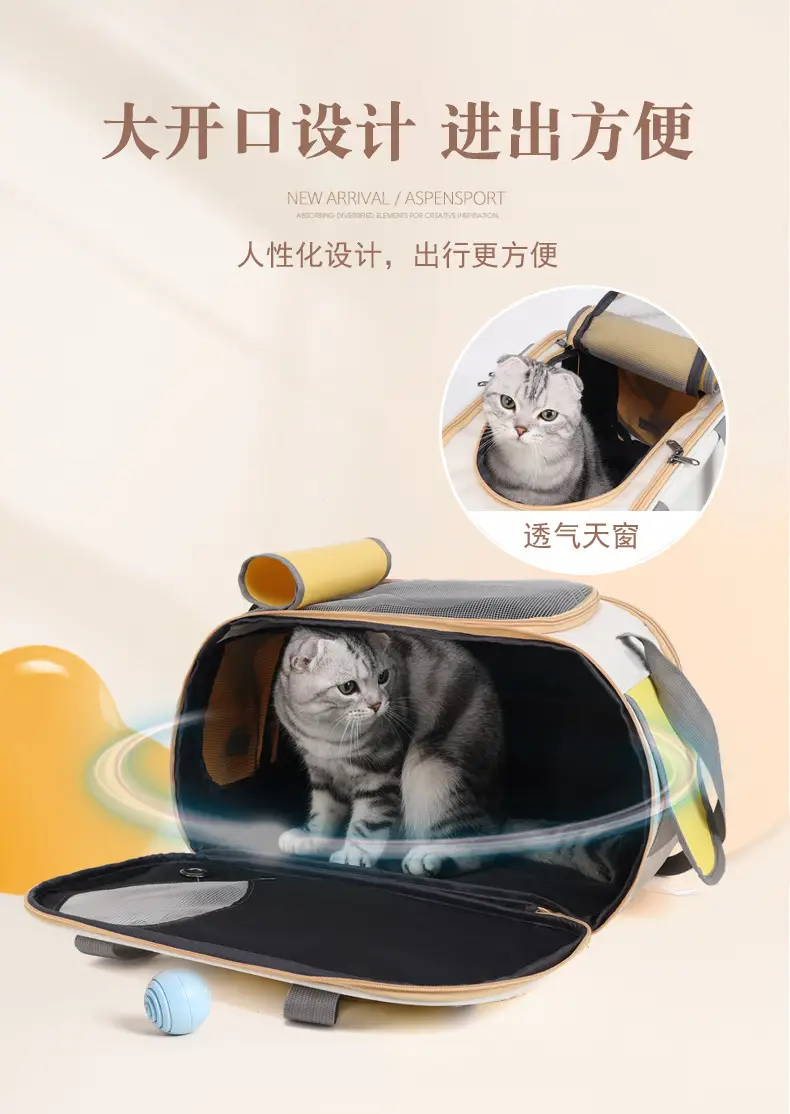 Pet Cat Bag Foldable Adjustable Shoulder Bag Yellow White — feature 9