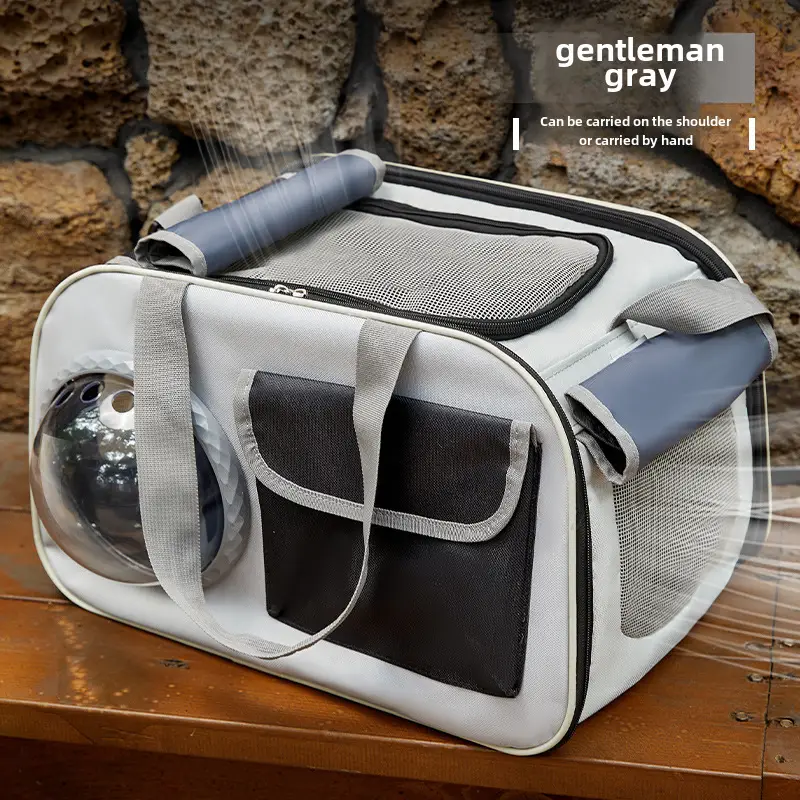 Pet Cat Bag Foldable Adjustable Shoulder Bag Yellow White - Image 15