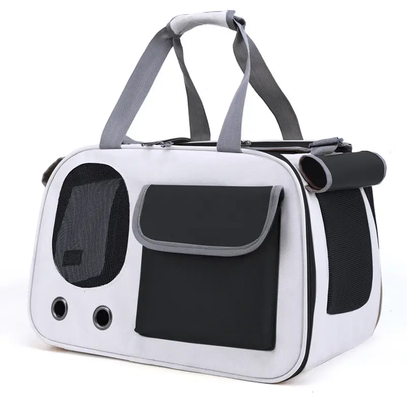 Pet Cat Bag Foldable Adjustable Shoulder Bag Yellow White - Image 2