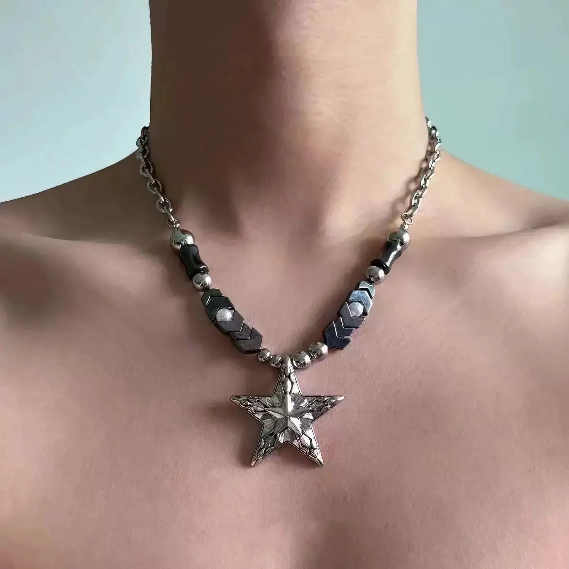 Star Double-Layer Necklace Men's Trendy Sweater Chain Accessible Luxury Niche Design - Image 107