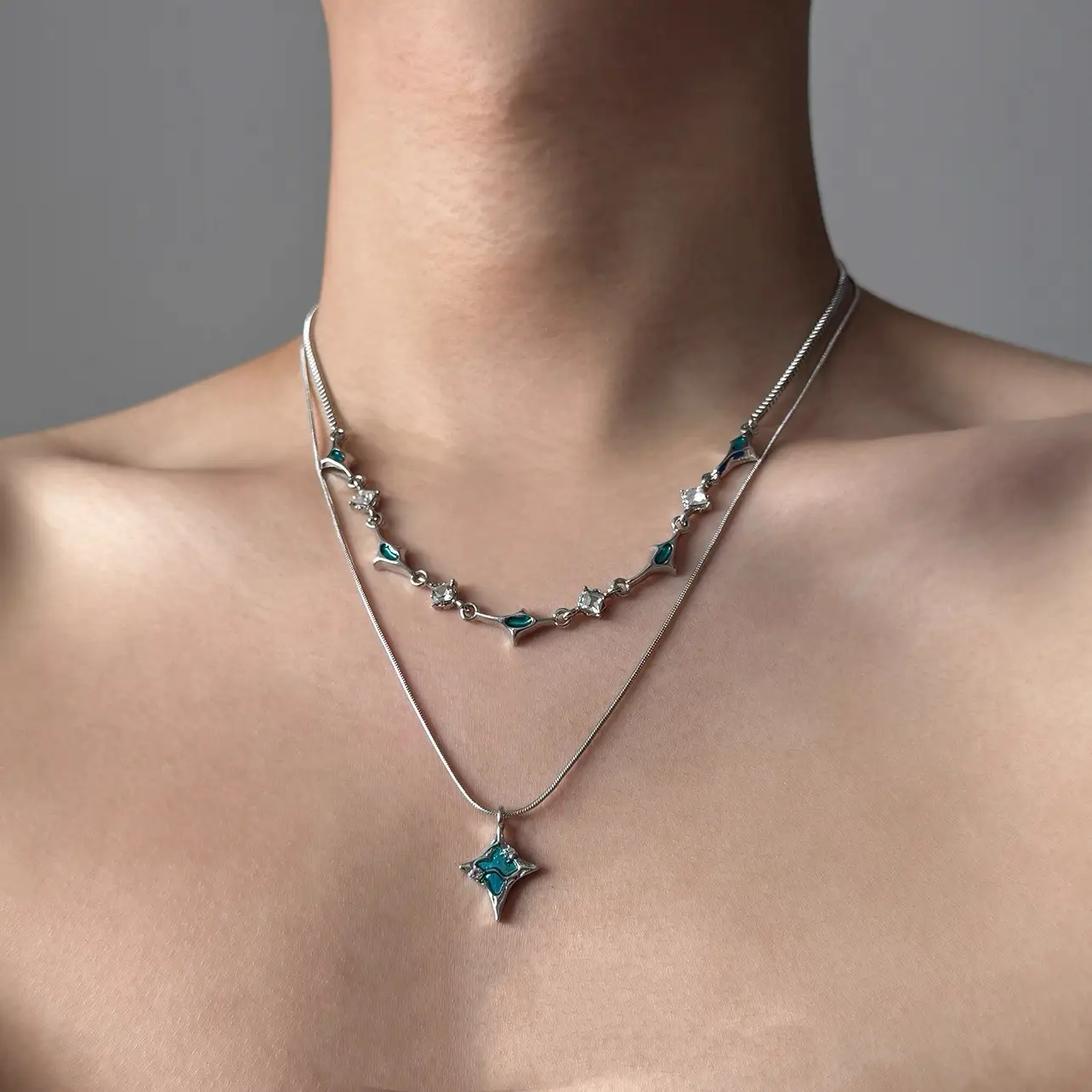 Star Double-Layer Necklace Men's Trendy Sweater Chain Accessible Luxury Niche Design - Image 26