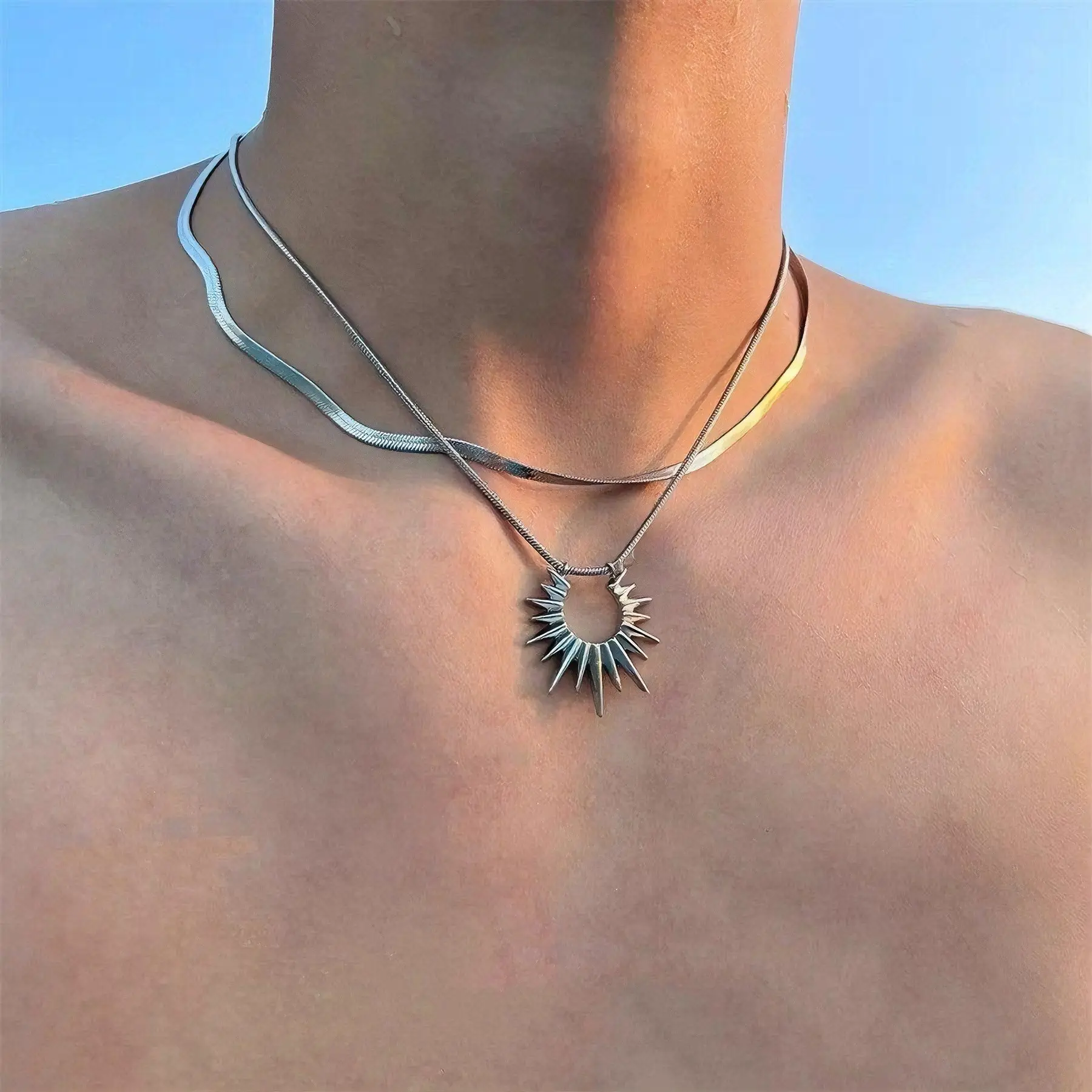 Star Double-Layer Necklace Men's Trendy Sweater Chain Accessible Luxury Niche Design - Image 3
