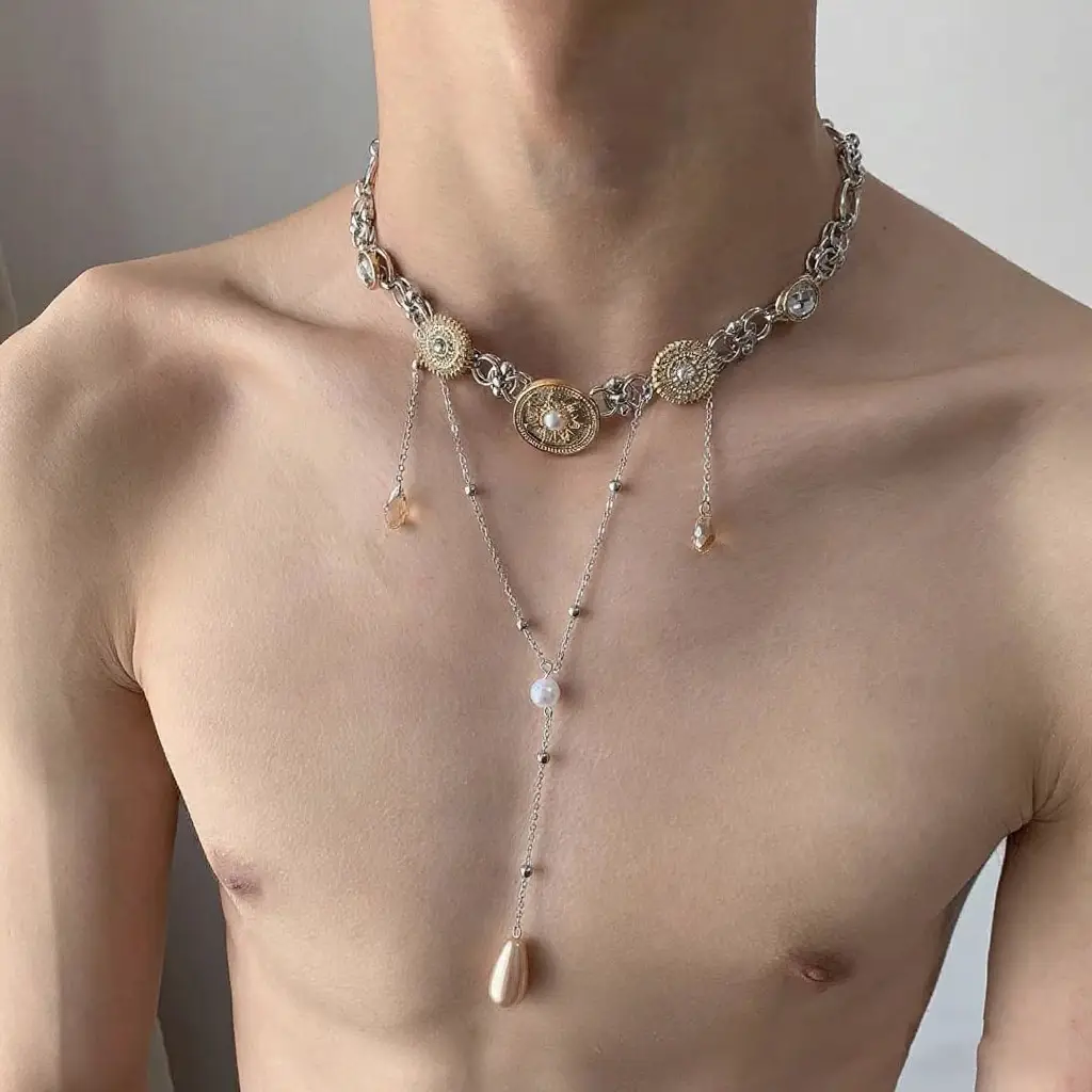 Star Double-Layer Necklace Men's Trendy Sweater Chain Accessible Luxury Niche Design - Image 57