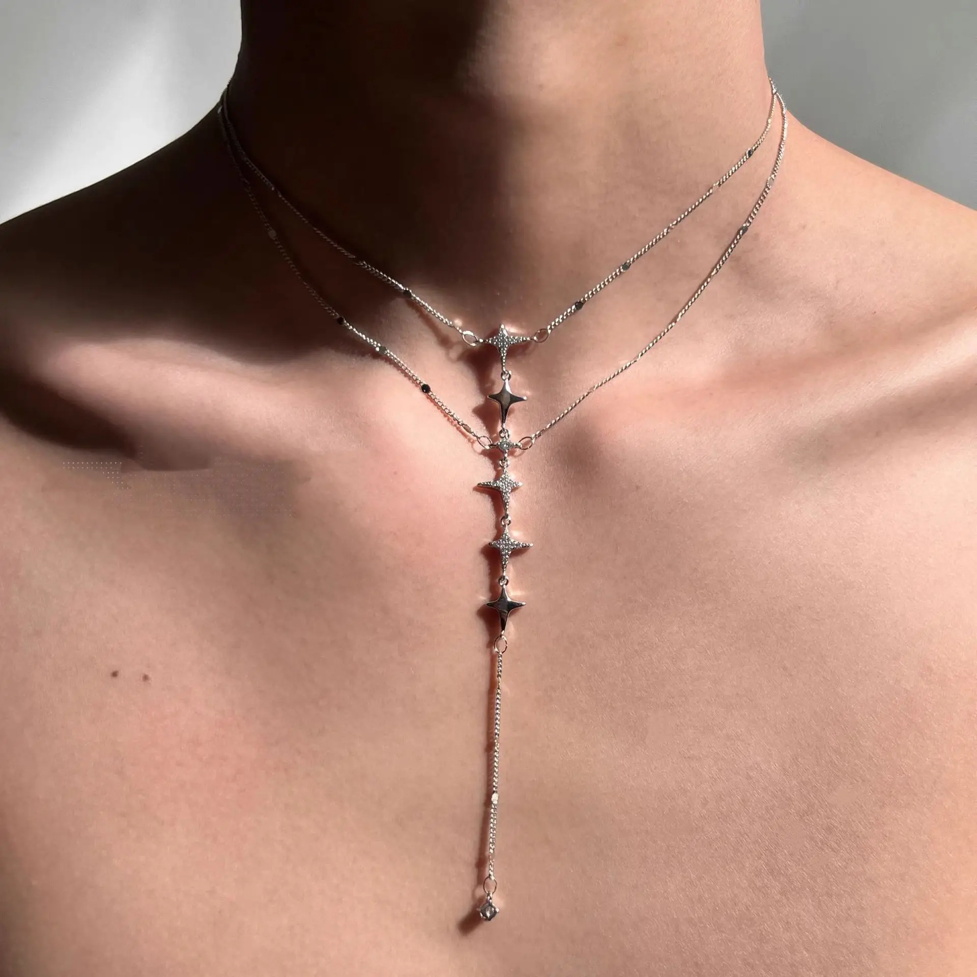 Star Double-Layer Necklace Men's Trendy Sweater Chain Accessible Luxury Niche Design - Image 78