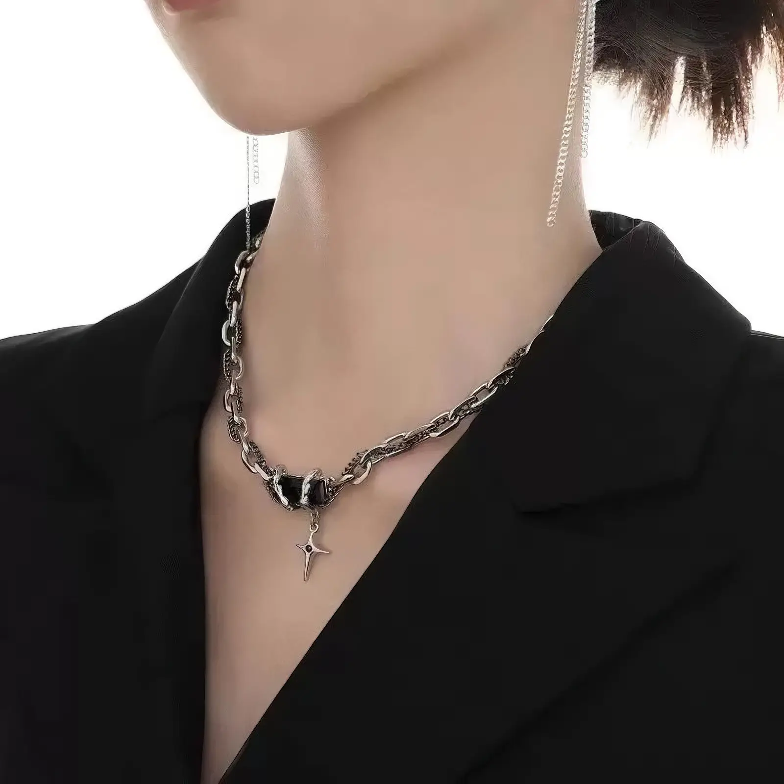 Star Double-Layer Necklace Men's Trendy Sweater Chain Accessible Luxury Niche Design - Image 97