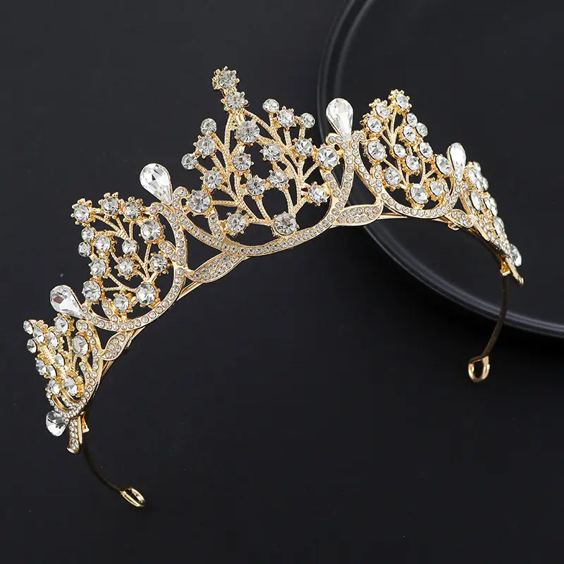 Crystal Crown Princess Hair Accessory Green Emerald Bridal Wedding - Image 2