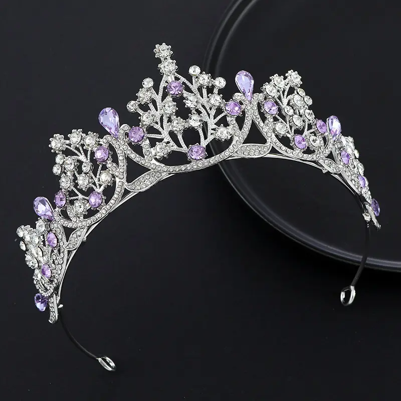 Crystal Crown Princess Hair Accessory Green Emerald Bridal Wedding - Image 6