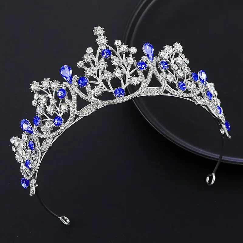 Crystal Crown Princess Hair Accessory Green Emerald Bridal Wedding - Image 9