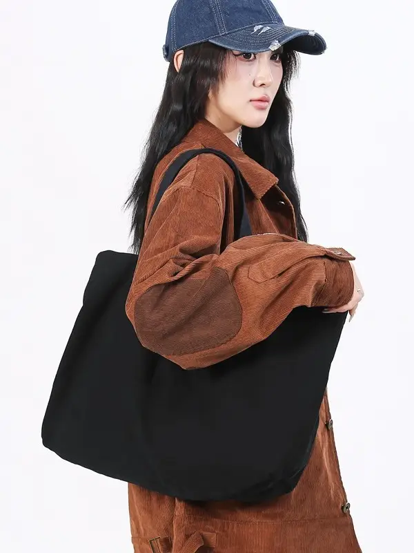 Large Canvas Tote Bag for Women Brown Green 2023 - Image 6
