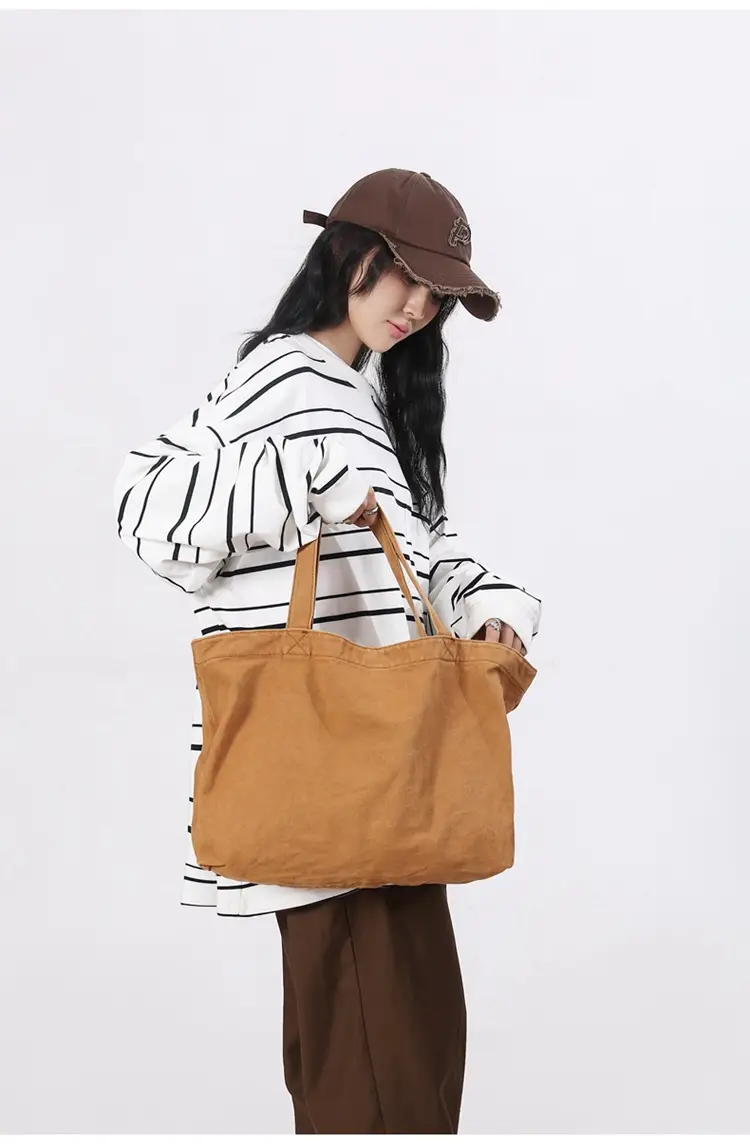 Large Canvas Tote Bag for Women Brown Green 2023 â feature 11