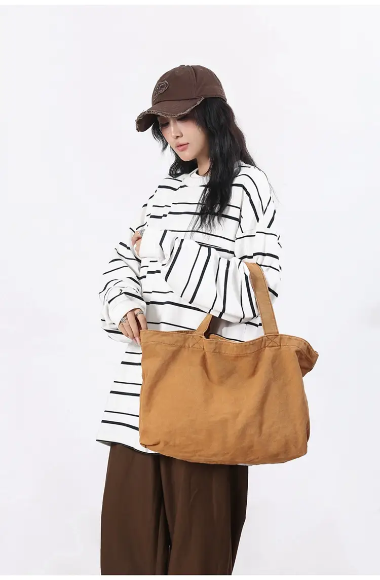 Large Canvas Tote Bag for Women Brown Green 2023 â feature 13