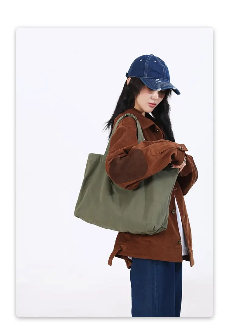 Large Canvas Tote Bag for Women Brown Green 2023 â feature 5
