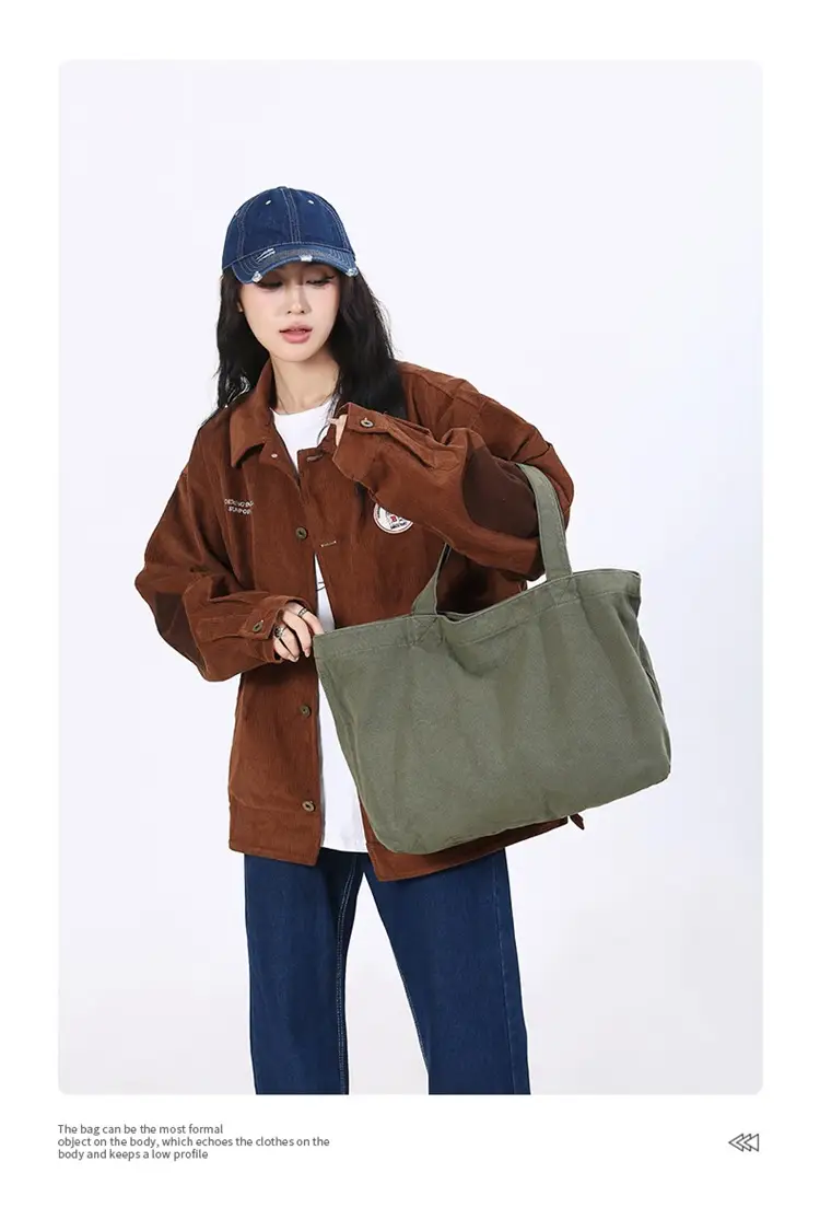 Large Canvas Tote Bag for Women Brown Green 2023 â feature 6