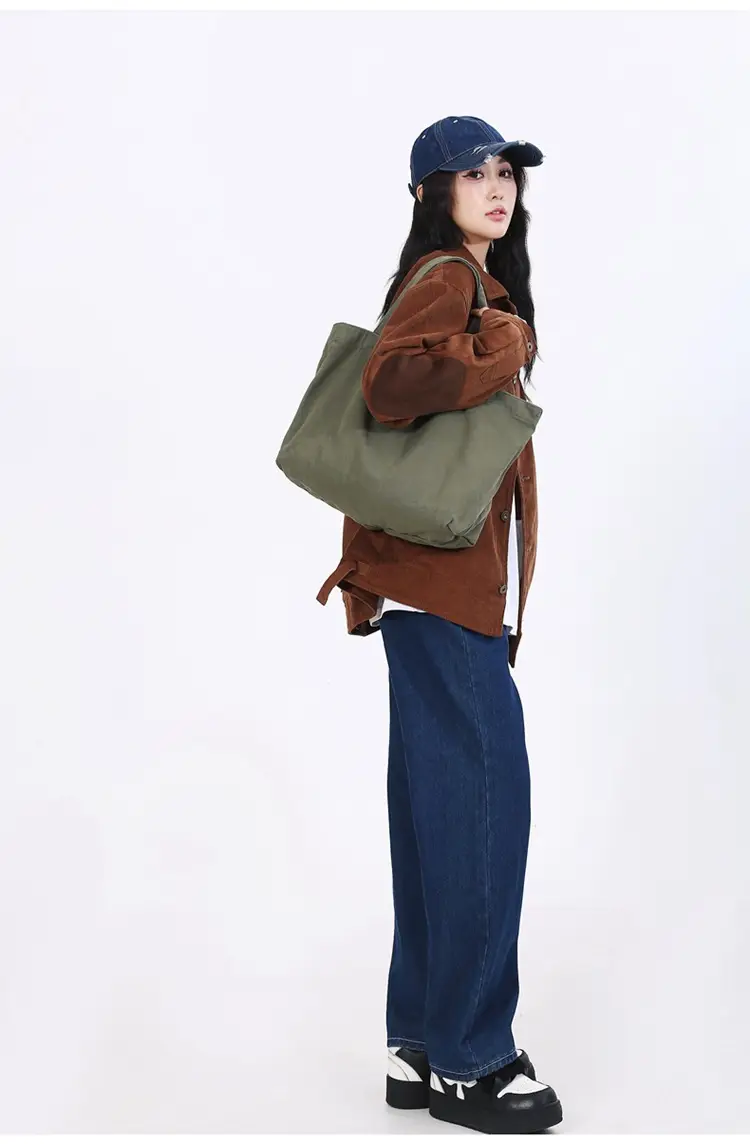 Large Canvas Tote Bag for Women Brown Green 2023 â feature 7