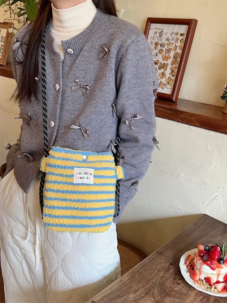 Plush Rainbow Polka Dot Shoulder Bag for Women - Image 25