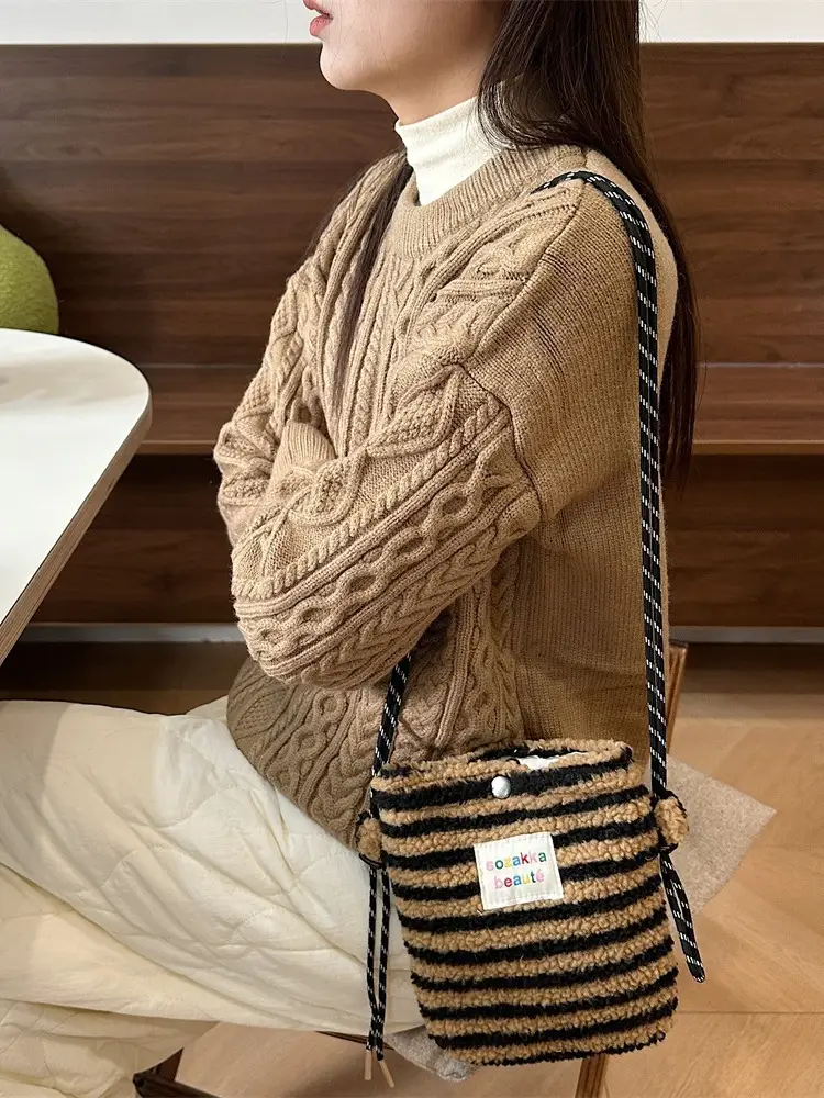 Plush Rainbow Polka Dot Shoulder Bag for Women - Image 26