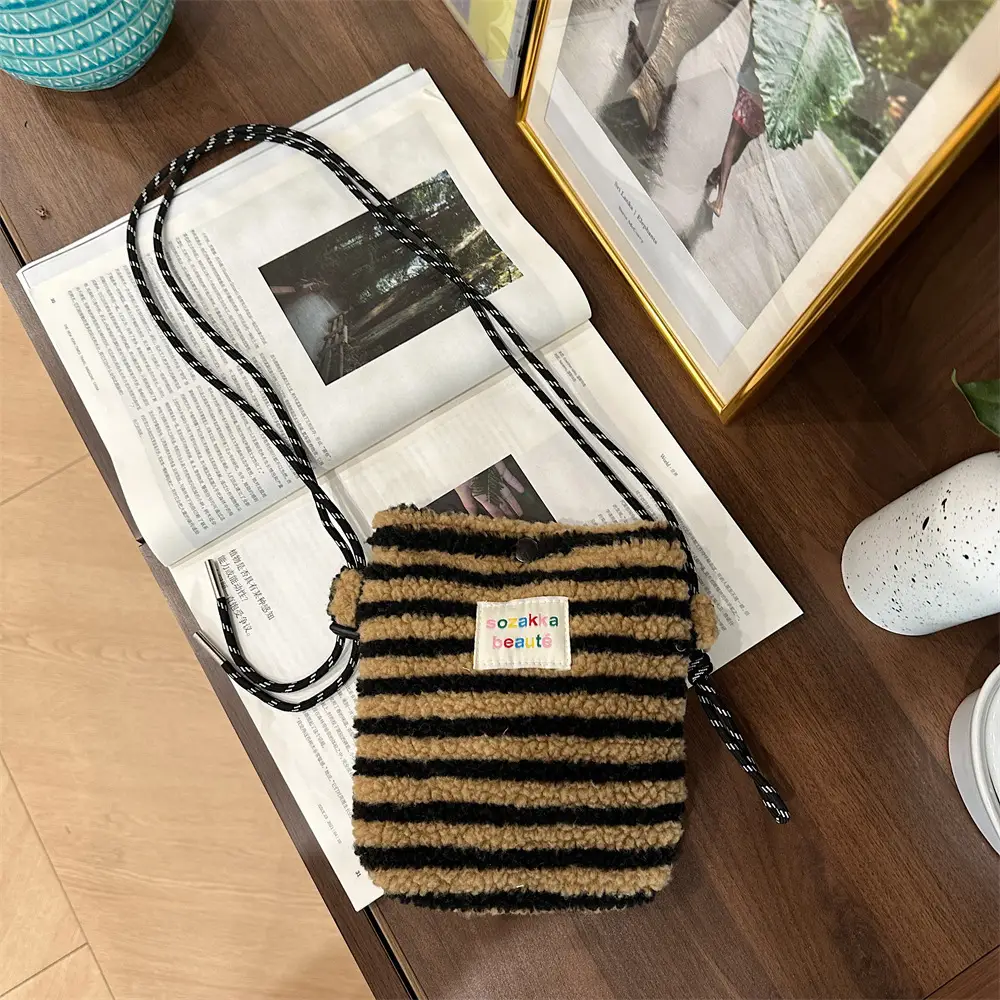 Plush Rainbow Polka Dot Shoulder Bag for Women - Image 4