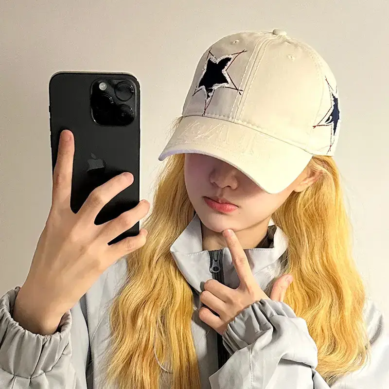 Star Baseball Cap Men Women 2024 Wide Brim Sun Hat - Image 3