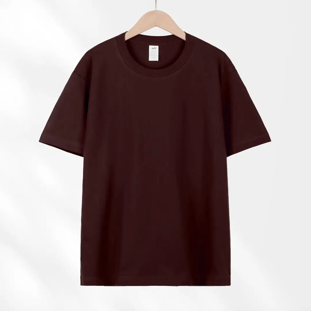 Japanese style 230g heavy cotton short sleeve t-shirt women's all-match round neck shoulder top solid color half sleeve wholesale T-shirt men
