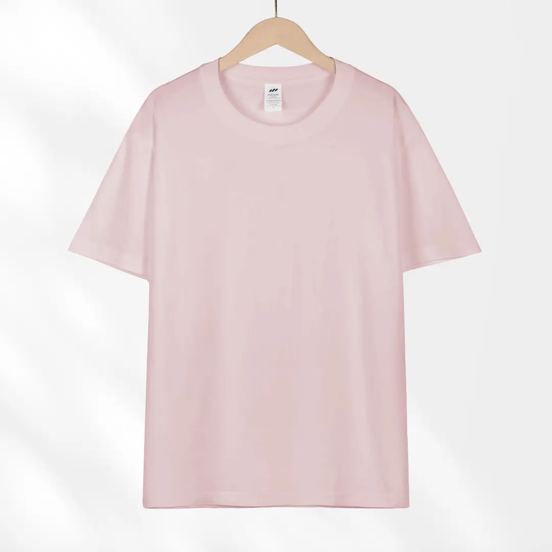 Japanese style 230g heavy cotton short sleeve t-shirt women's all-match round neck shoulder top solid color half sleeve wholesale T-shirt men