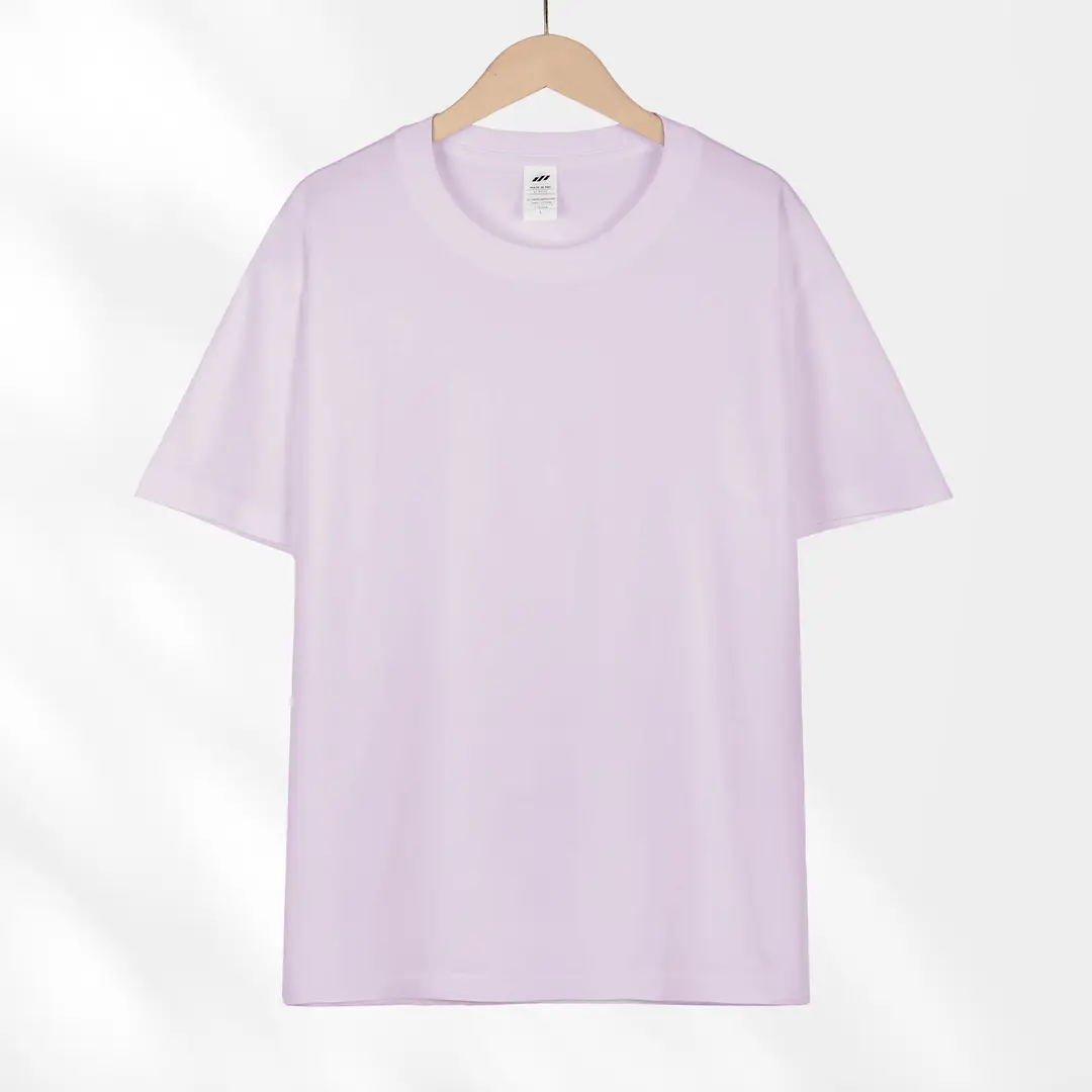 Japanese style 230g heavy cotton short sleeve t-shirt women's all-match round neck shoulder top solid color half sleeve wholesale T-shirt men