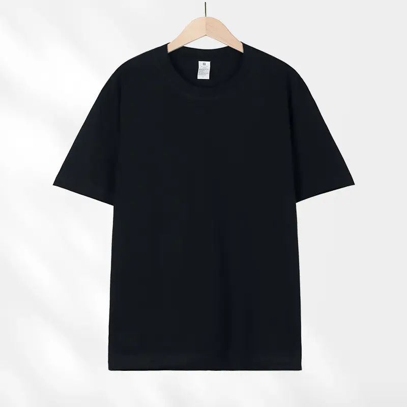 Japanese style 230g heavy cotton short sleeve t-shirt women's all-match round neck shoulder top solid color half sleeve wholesale T-shirt men