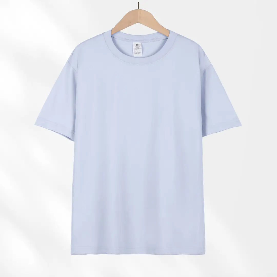 Japanese style 230g heavy cotton short sleeve t-shirt women's all-match round neck shoulder top solid color half sleeve wholesale T-shirt men