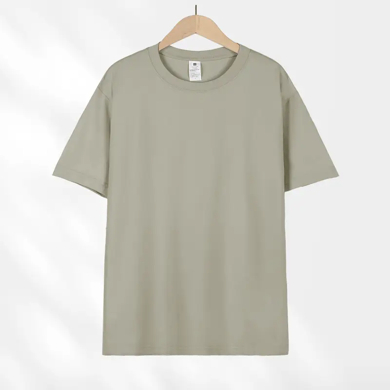 Japanese style 230g heavy cotton short sleeve t-shirt women's all-match round neck shoulder top solid color half sleeve wholesale T-shirt men