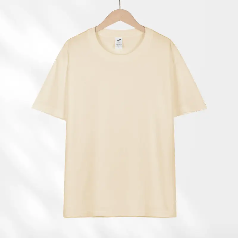 Japanese style 230g heavy cotton short sleeve t-shirt women's all-match round neck shoulder top solid color half sleeve wholesale T-shirt men