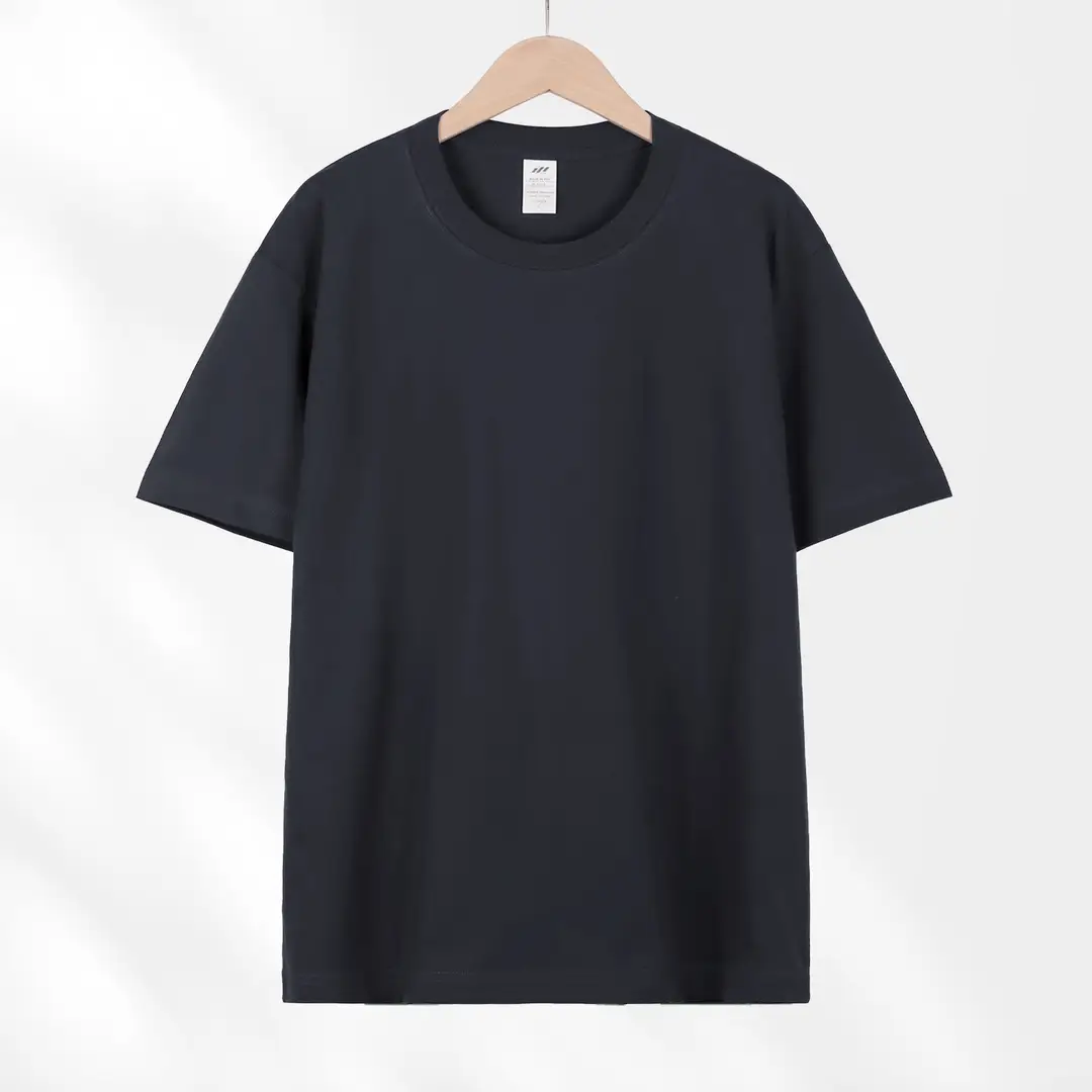 Japanese style 230g heavy cotton short sleeve t-shirt women's all-match round neck shoulder top solid color half sleeve wholesale T-shirt men
