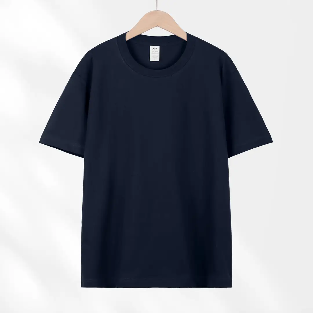 Japanese style 230g heavy cotton short sleeve t-shirt women's all-match round neck shoulder top solid color half sleeve wholesale T-shirt men