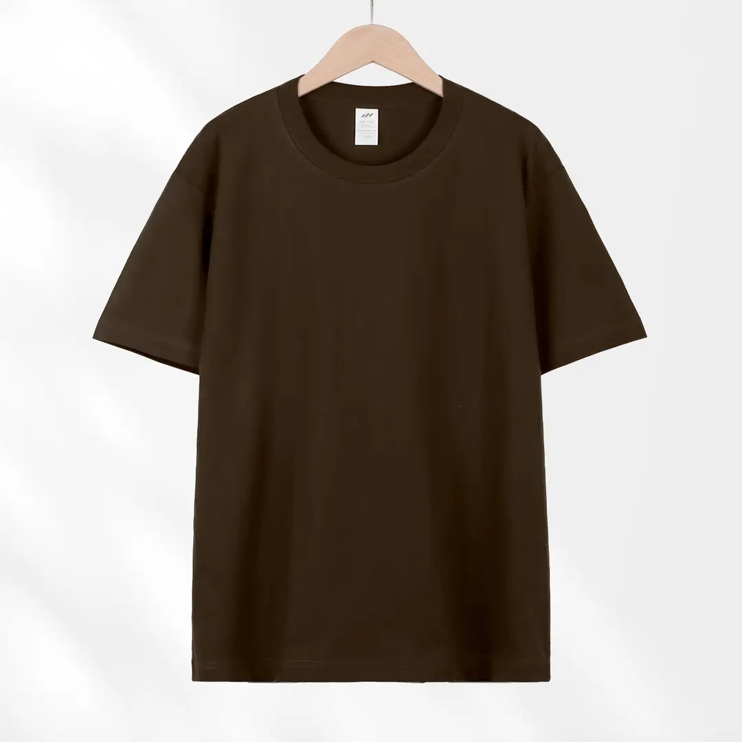 Japanese style 230g heavy cotton short sleeve t-shirt women's all-match round neck shoulder top solid color half sleeve wholesale T-shirt men