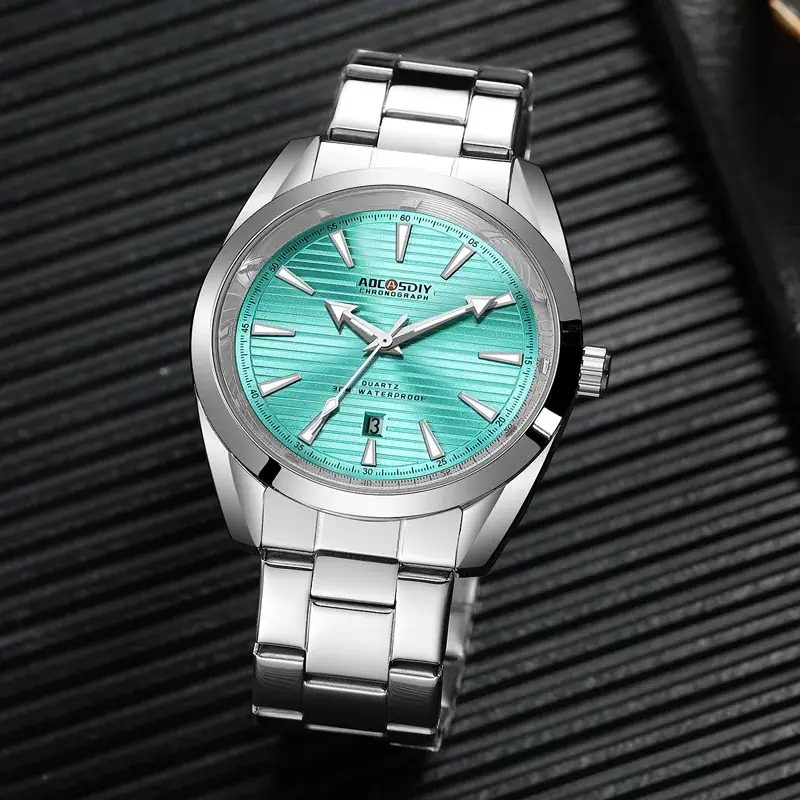 Men's Red Gold Quartz Watch with Stainless Steel Band - Image 7