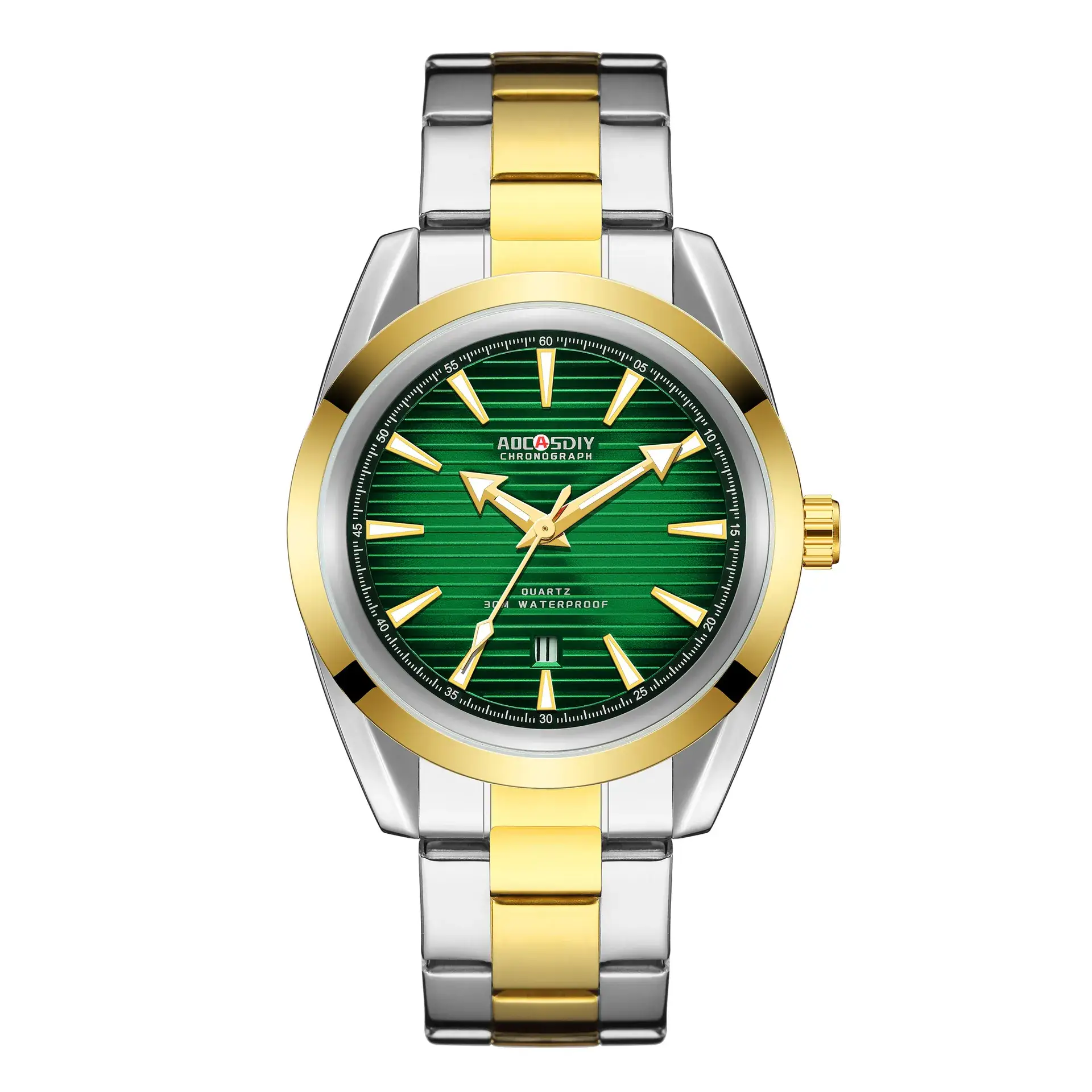 Men's Red Gold Quartz Watch with Stainless Steel Band - Image 3