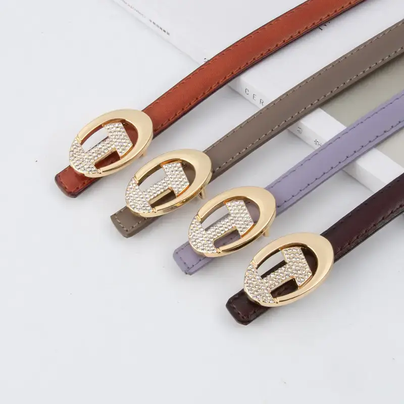 Women's Black Lettered Diamond Belt with Gold Buckle - Image 22