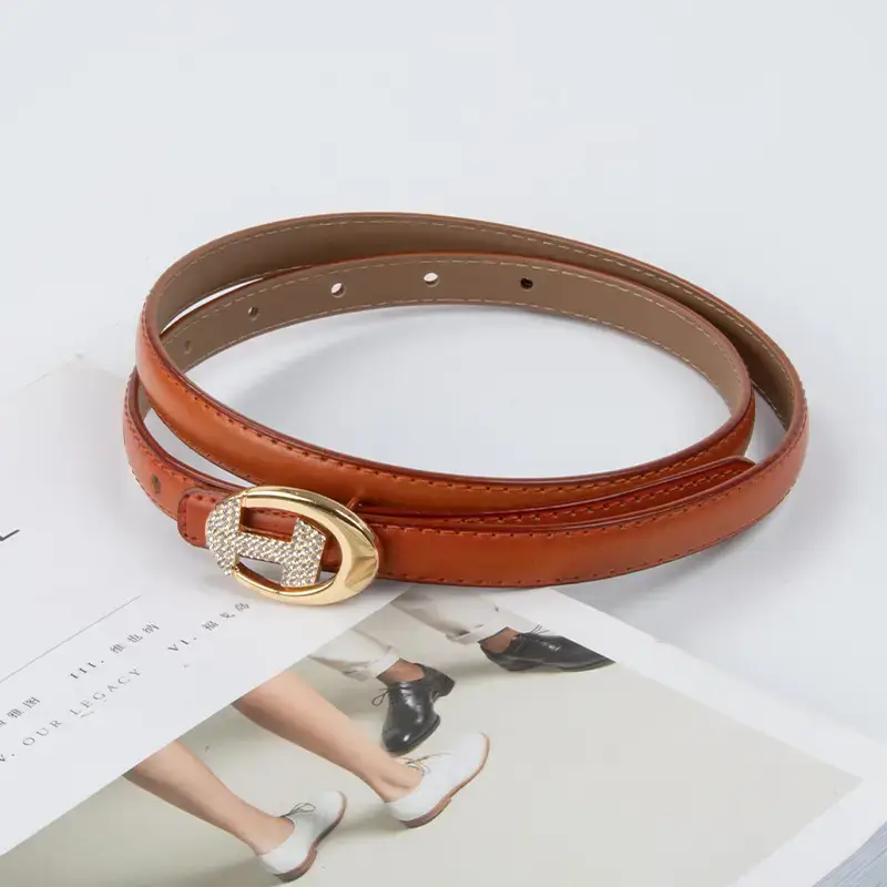 Women's Black Lettered Diamond Belt with Gold Buckle - Image 24