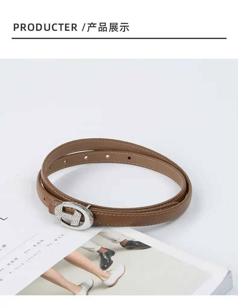 Women's Black Lettered Diamond Belt with Gold Buckle — feature 10