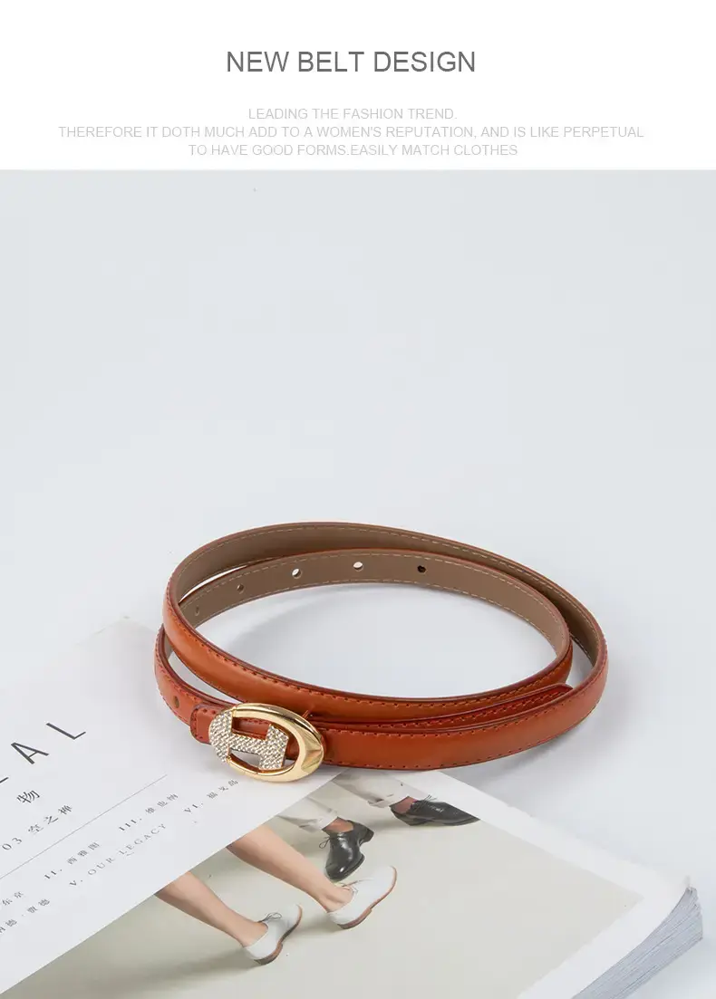 Women's Black Lettered Diamond Belt with Gold Buckle — feature 14