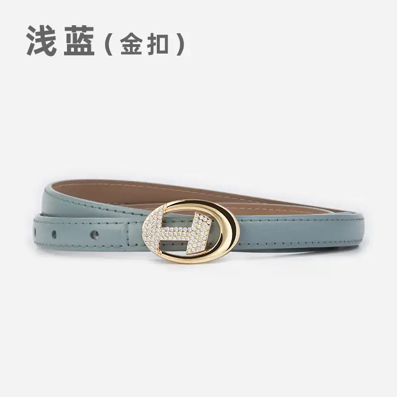 Women's Black Lettered Diamond Belt with Gold Buckle - Image 10