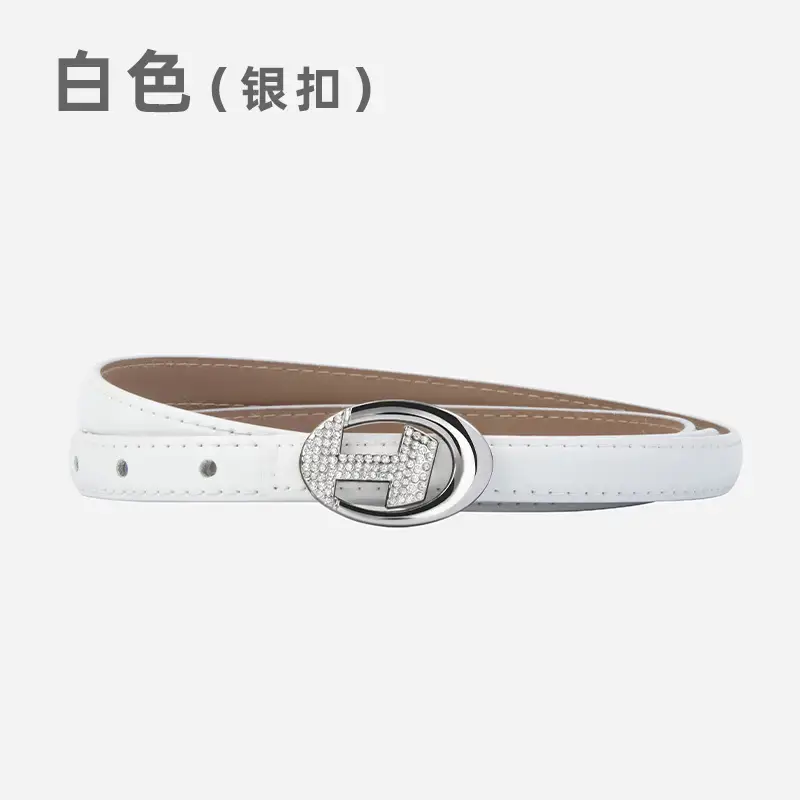 Women's Black Lettered Diamond Belt with Gold Buckle - Image 12